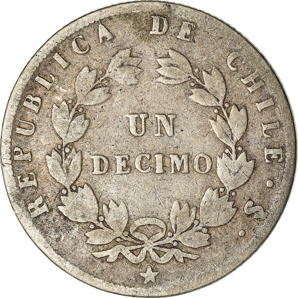 Münze, Chile, Decimo, 1857, Santiago, S, Silber, KM:124