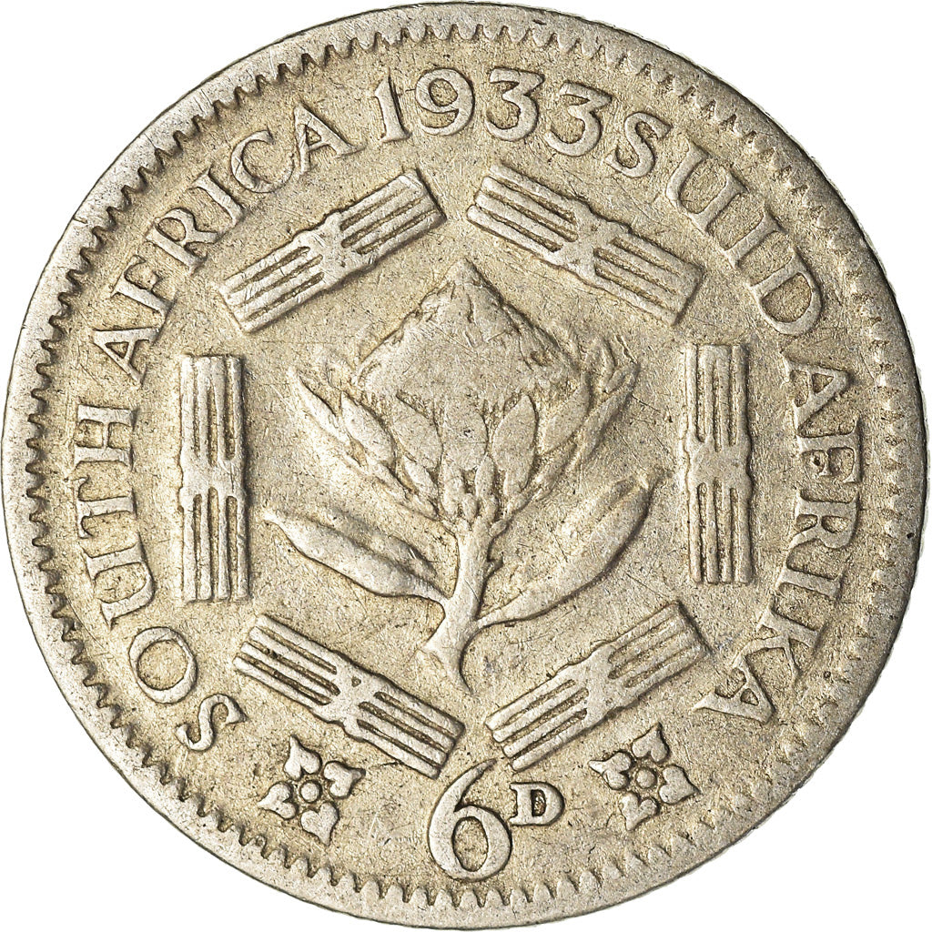 Moneta, Południowa Afryka, George V, 6 Pence, 1933, VF(30-35), Srebro, KM:16.2