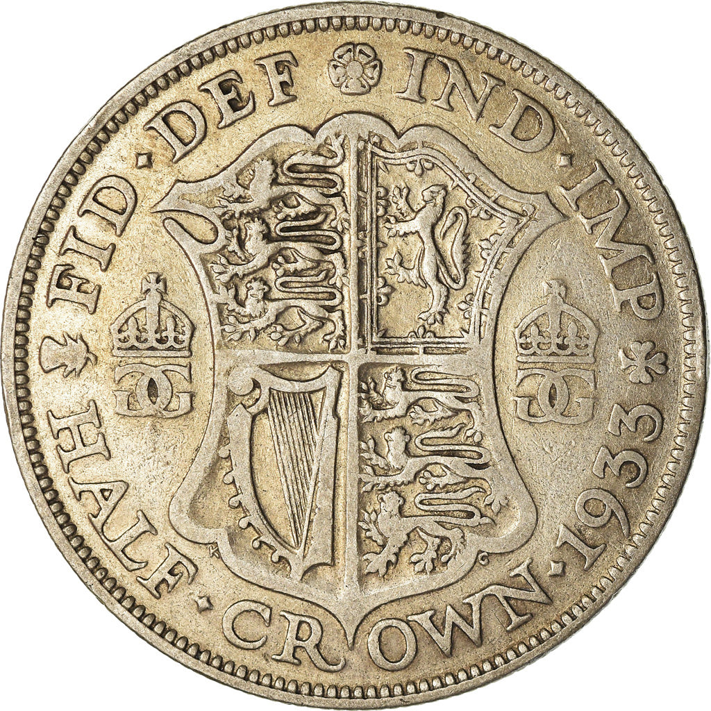 Moneta, Gran Bretagna, George V, 1/2 Crown, 1933, MB+, Argento, KM:835