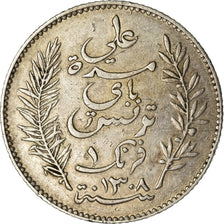 Coin, Tunisia, Ali Bey, Franc, 1891, Paris, EF(40-45), Silver, KM:224
