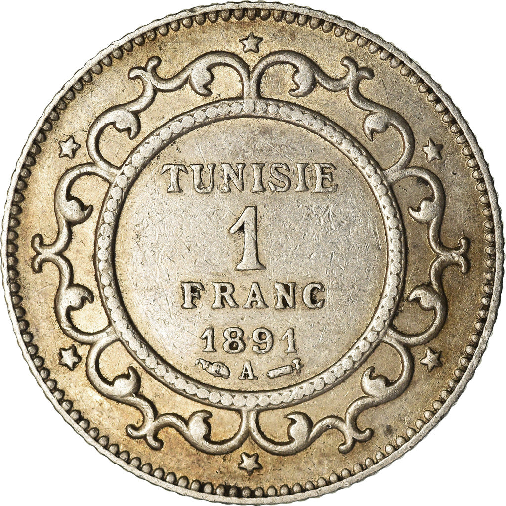 Coin, Tunisia, Ali Bey, Franc, 1891, Paris, EF(40-45), Silver, KM:224