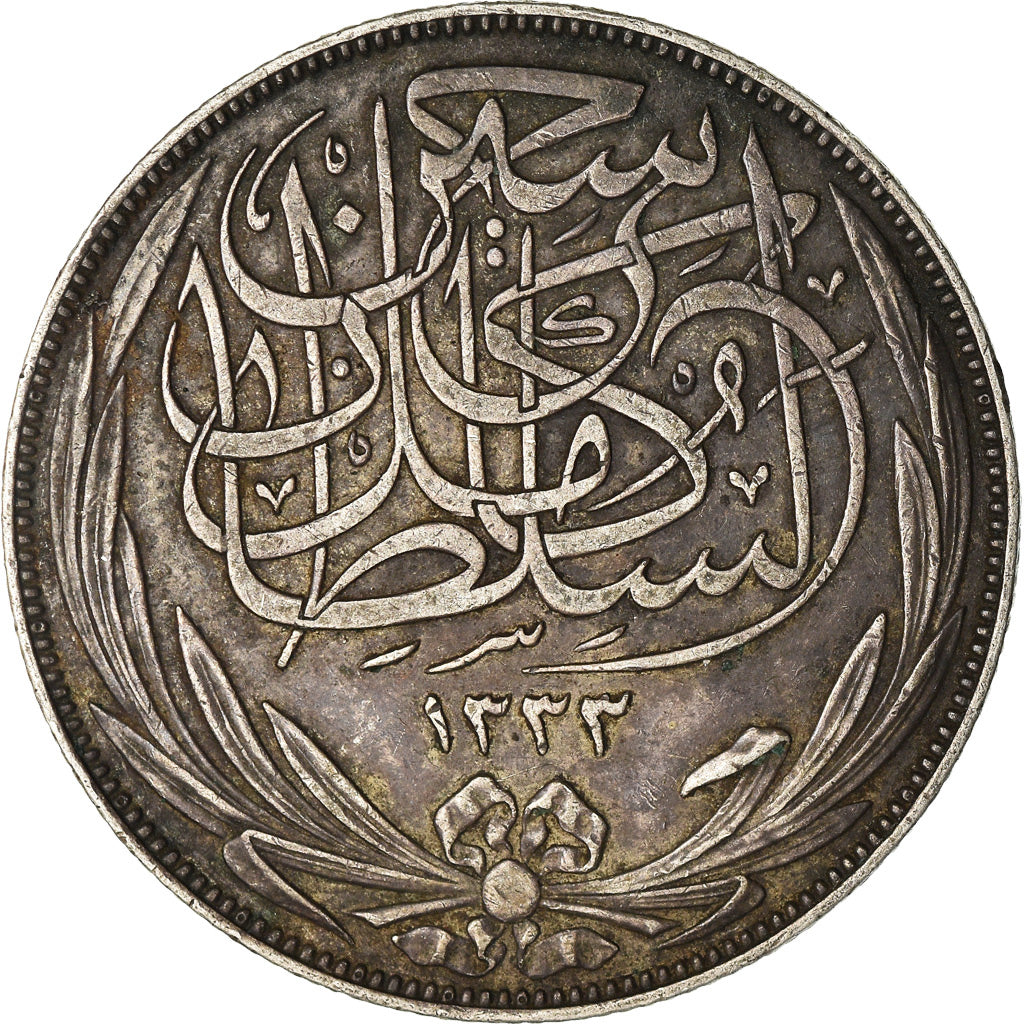 Moneta, Egitto, Hussein Kamil, 10 Piastres, 1917, BB, Argento, KM:320