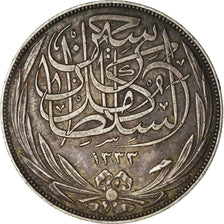 Moneta, Egitto, Hussein Kamil, 10 Piastres, 1917, BB, Argento, KM:320