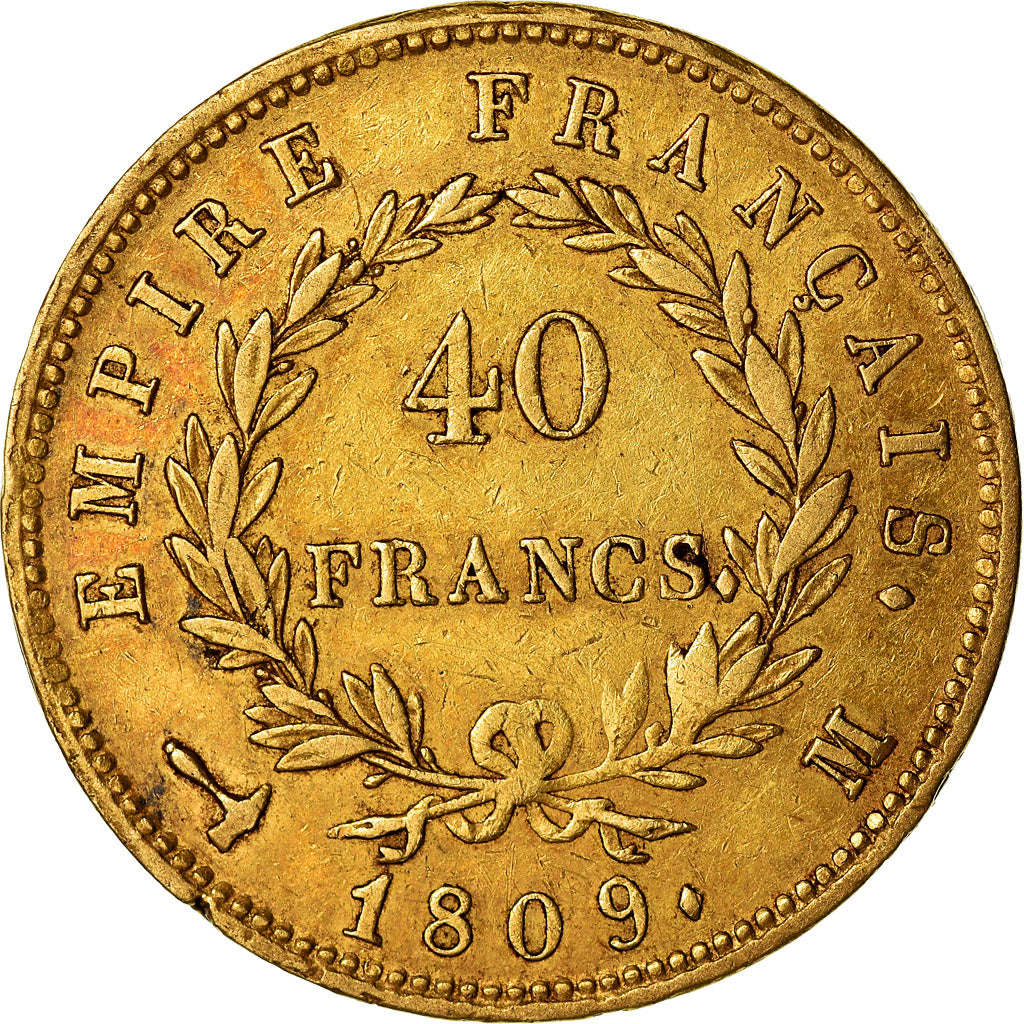Monnaie, France, Napoléon I, 40 Francs, 1809, Toulouse, TTB, Or, KM:696.4