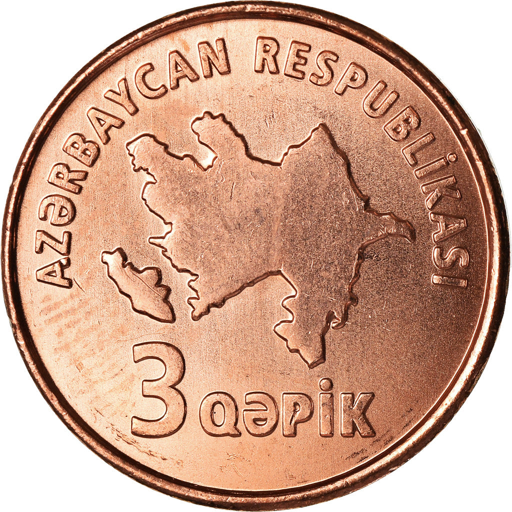 Monnaie, Azerbaïdjan, 3 Qapik, Undated (2006), SPL, Copper Plated Steel, KM:40