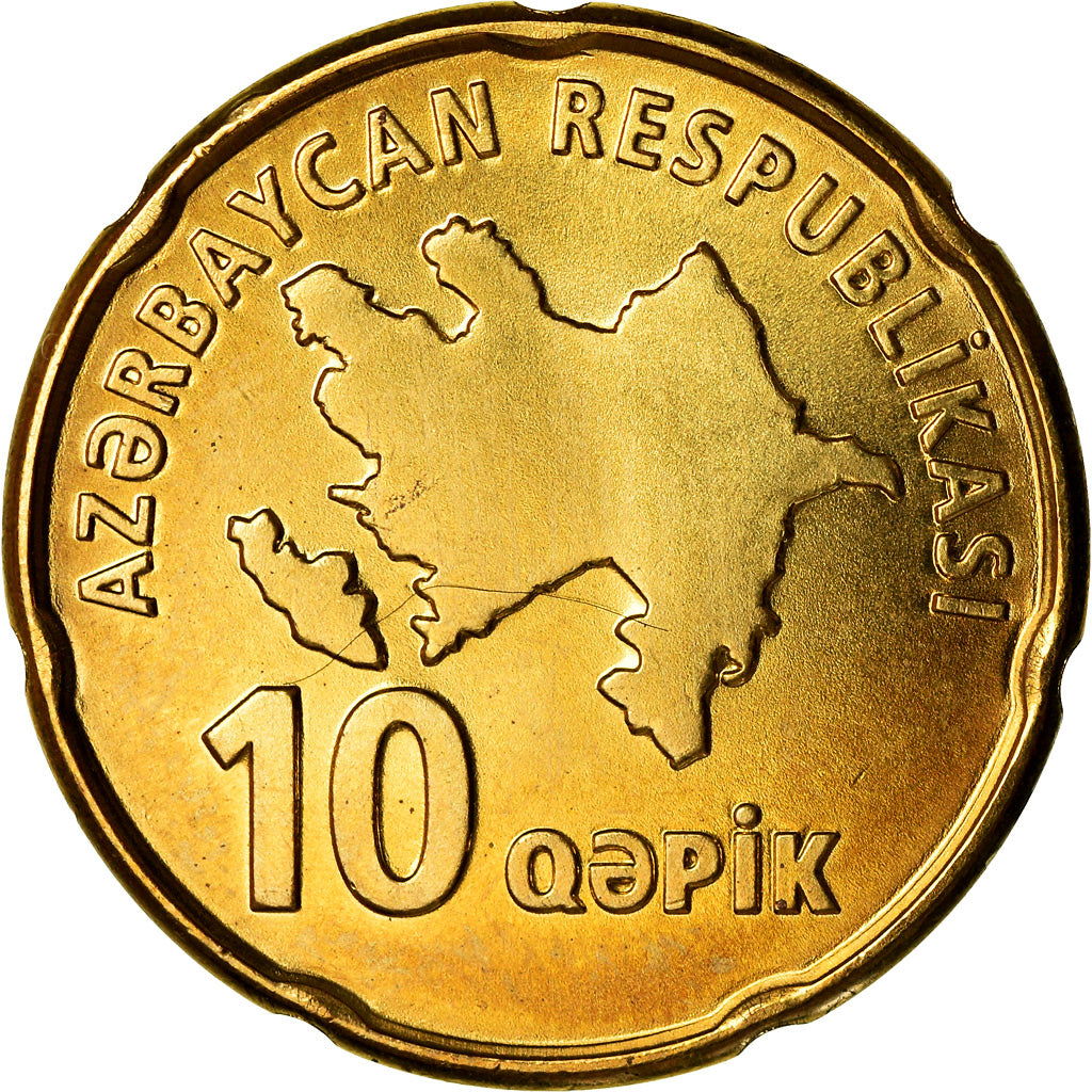 Münze, Aserbaidschan, 10 Qapik, Undated (2006), UNZ, Brass plated steel, KM:42