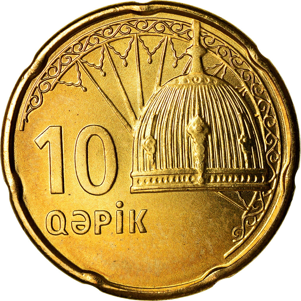 Monnaie, Azerbaïdjan, 10 Qapik, Undated (2006), SPL, Brass plated steel, KM:42