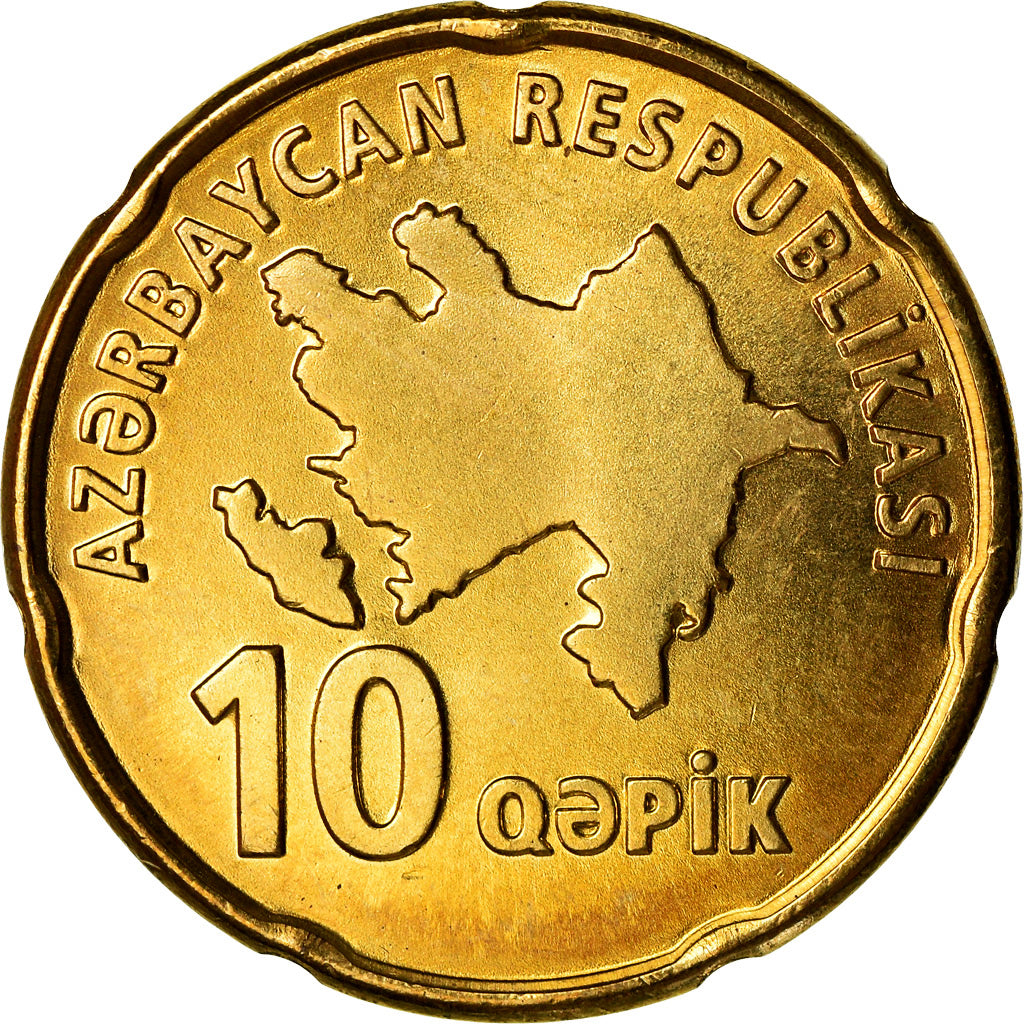 Moneta, Azerbejdżan, 10 Qapik, Undated (2006), MS(63), Mosiądz platerowany