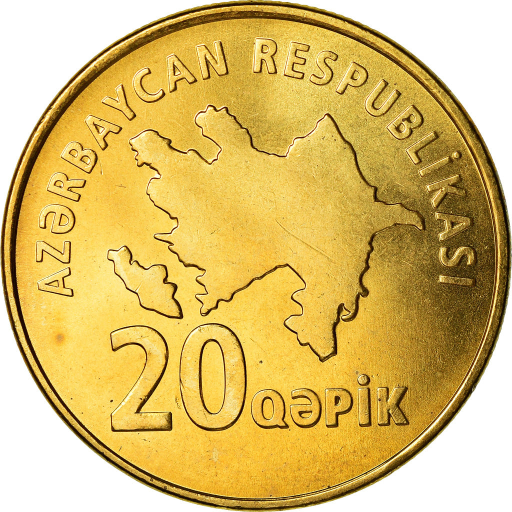 Moneta, Azerbaigian, 20 Qapik, Undated (2006), SPL, Acciaio placcato ottone