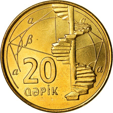 Coin, Azerbaijan, 20 Qapik, Undated (2006), MS(63), Brass plated steel, KM:43