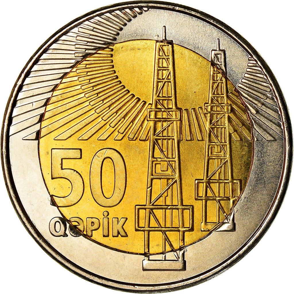 Moneta, Azerbaigian, 50 Qapik, 2006, SPL, Bi-metallico, KM:44