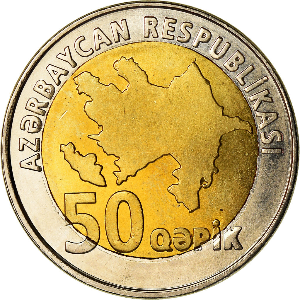 Moneta, Azerbaigian, 50 Qapik, 2006, SPL, Bi-metallico, KM:44