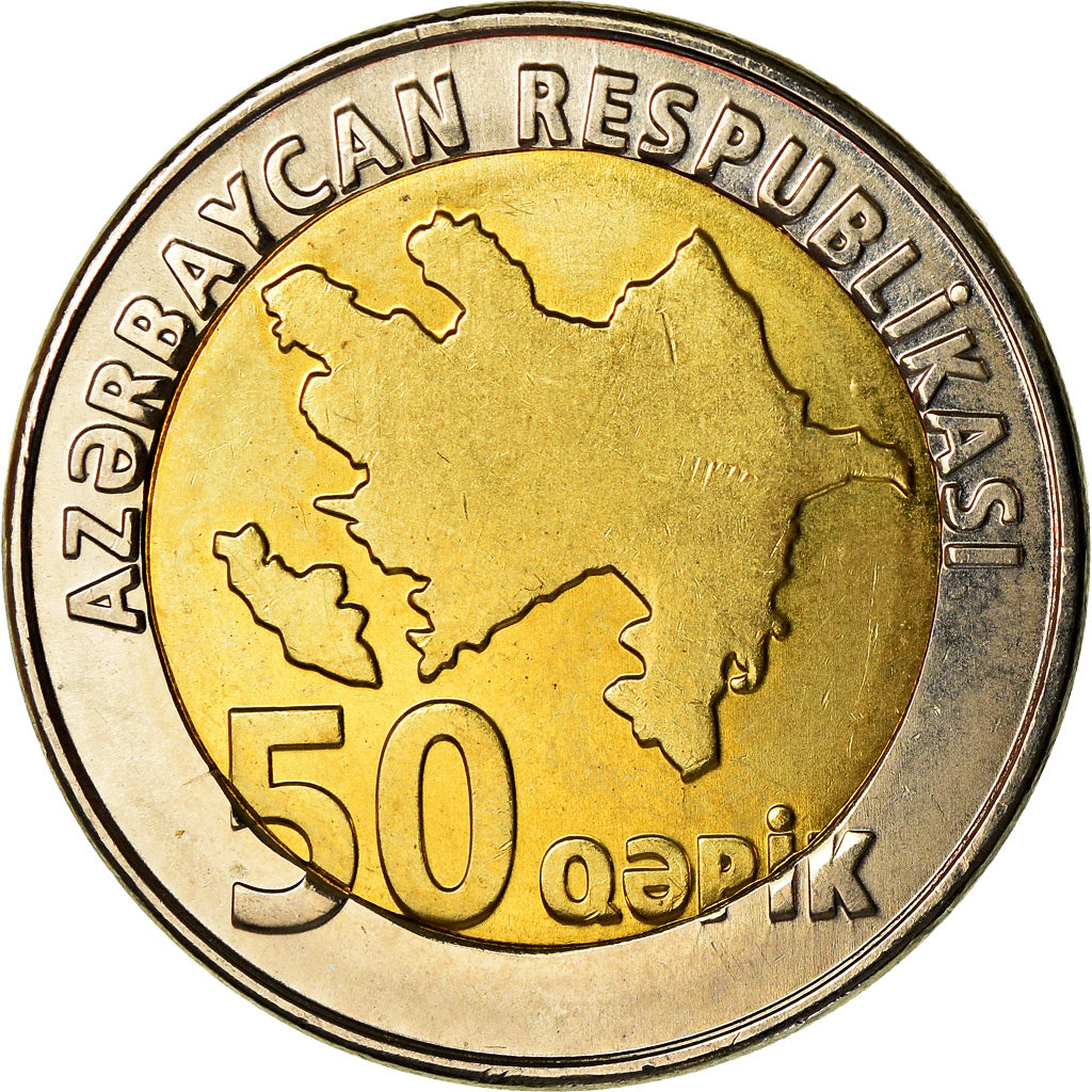 Moneta, Azerbaigian, 50 Qapik, 2006, SPL, Bi-metallico, KM:44
