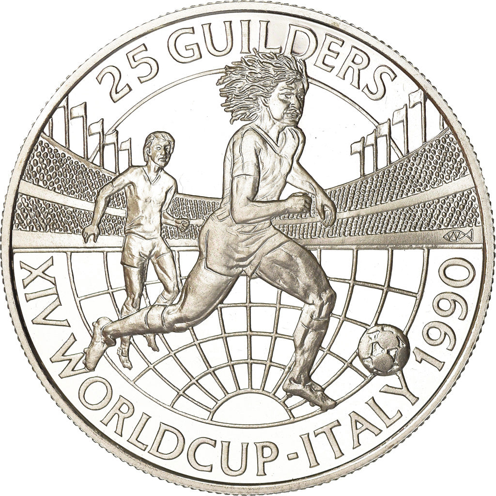 Moneta, Suriname, 25 Guilder, 1990, Proof, SPL+, Argento, KM:32