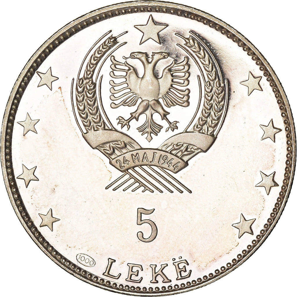 Moneta, Albania, 5 Lekë, 1968, Proof, SPL+, Argento, KM:49.1