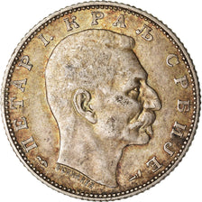 Moneta, Serbia, Peter I, Dinar, 1915, Paris, EF(40-45), Srebro, KM:25.3