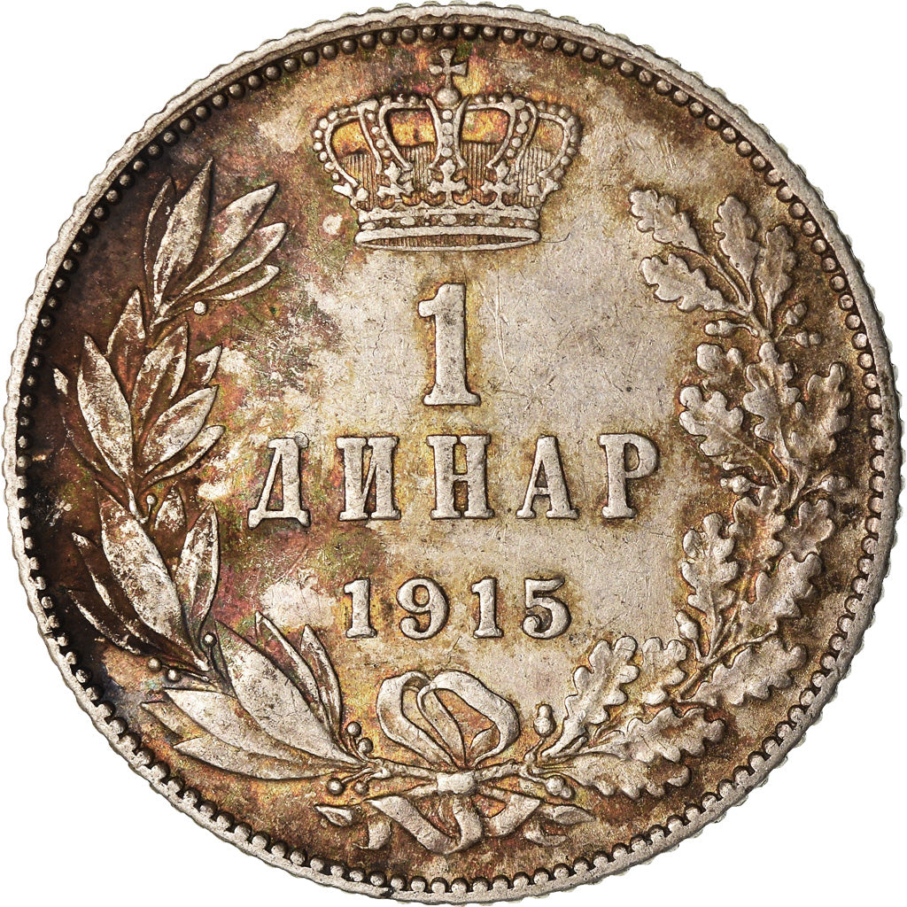 Munten, Servië, Peter I, Dinar, 1915, Paris, ZF, Zilver, KM:25.3