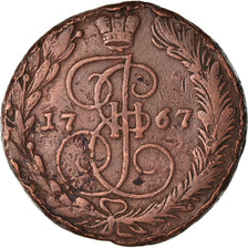 Moneta, Russia, Catherine II, 5 Kopeks, 1767, MB, Rame, KM:59.3