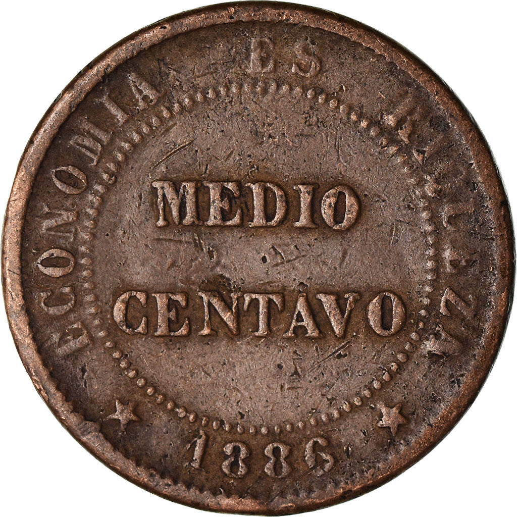 Münze, Chile, 1/2 Centavo, 1886, Santiago, S+, Kupfer, KM:148a