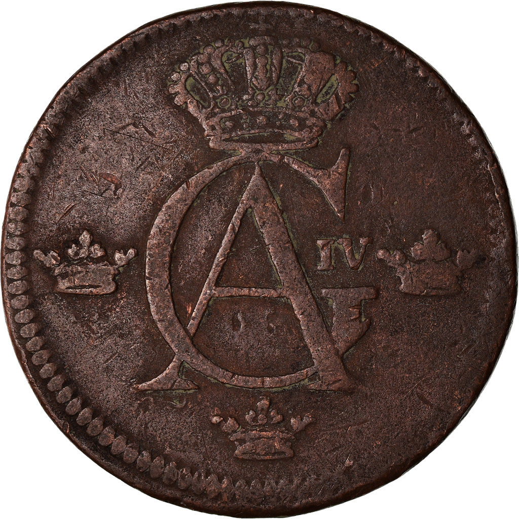 Moneta, Svezia, Gustaf IV Adolf, 1/2 Skilling, 1802, MB, Rame, KM:565