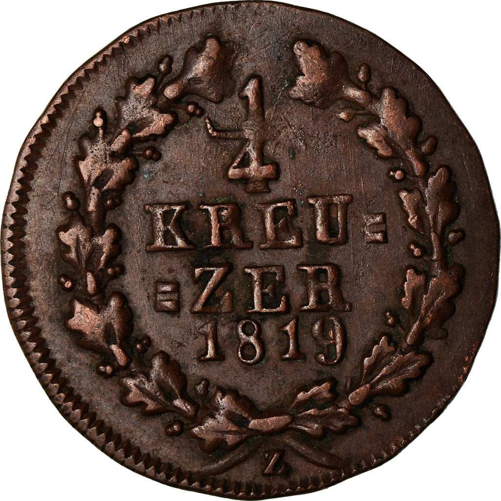Münze, Deutsch Staaten, NASSAU, Wilhelm, 1/4 Kreuzer, 1819, Wiesbaden, SS+