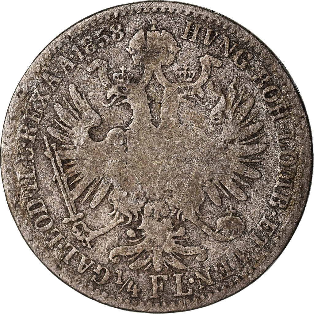 Munten, Oostenrijk, Franz Joseph I, 1/4 Florin, 1858, FR, Zilver, KM:2213