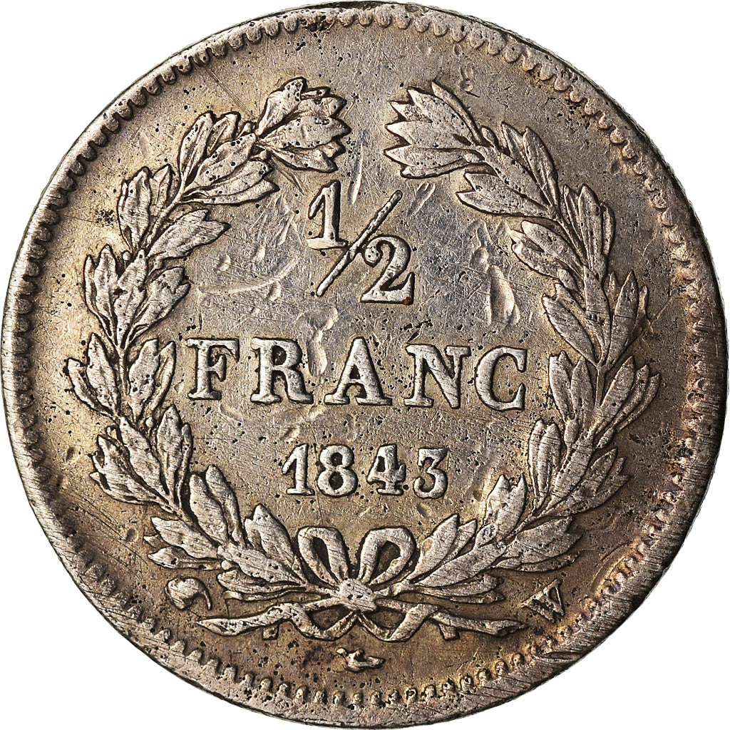 Münze, Frankreich, Louis-Philippe, 1/2 Franc, 1843, Lille, S, Silber