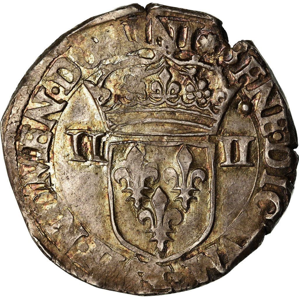Moneta, Francia, Henri III, 1/4 Ecu, 1588, Nantes, BB, Argento, Sombart:4662