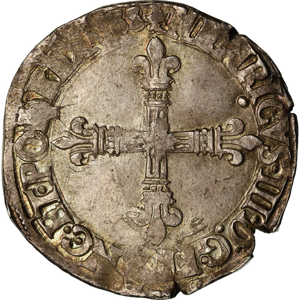 Moneta, Francia, Henri III, 1/4 Ecu, 1588, Nantes, BB, Argento, Sombart:4662
