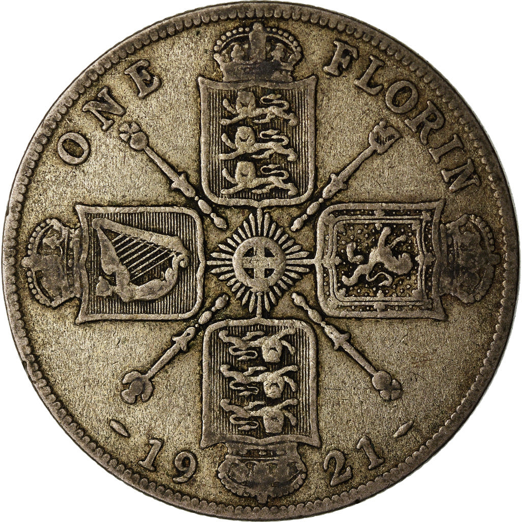 Moneta, Gran Bretagna, George V, Florin, Two Shillings, 1921, MB, Argento