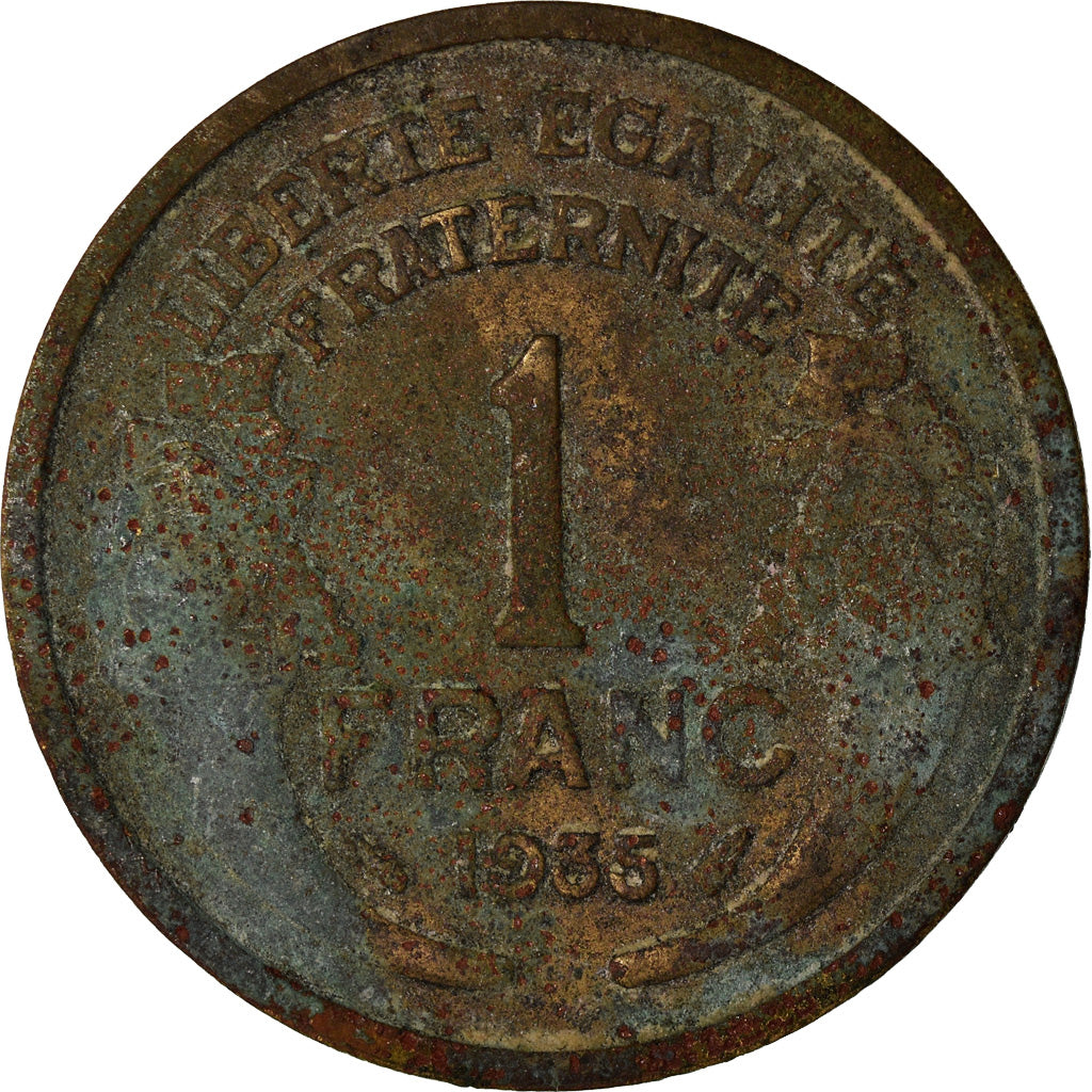 Moneda, Francia, Morlon, Franc, 1935, Paris, BC+, Aluminio - bronce, KM:885