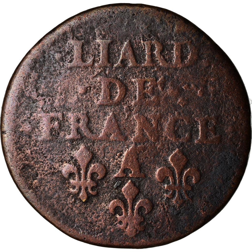 Münze, Frankreich, Louis XIV, Liard de France au buste juvénile, deuxième