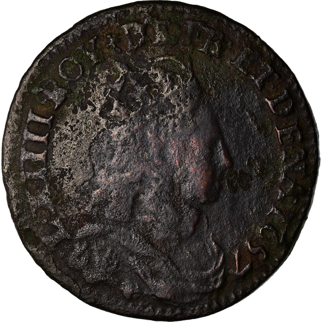 Moeda, França, Louis XIV, Liard de France au buste juvénile, deuxième type