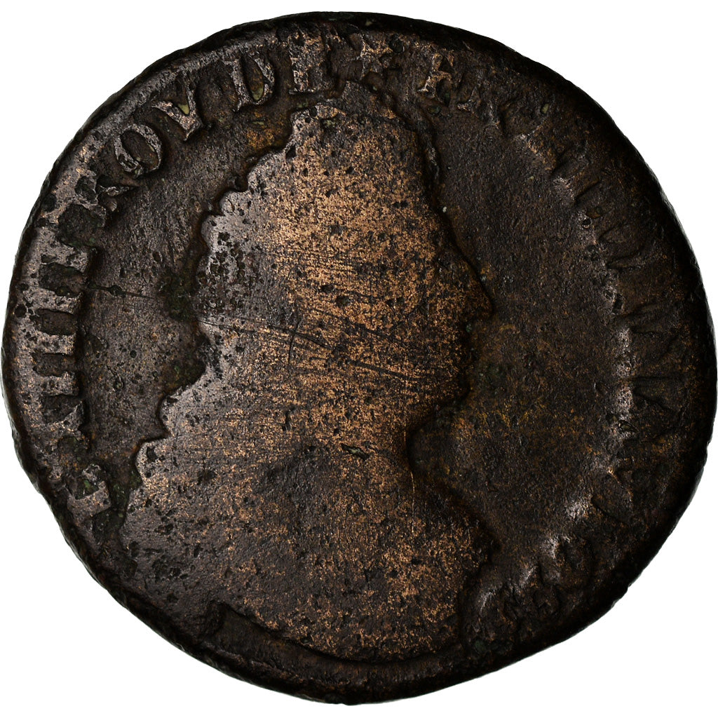 Moneta, Francja, Louis XIV, Liard de France au buste âgé, troisième type
