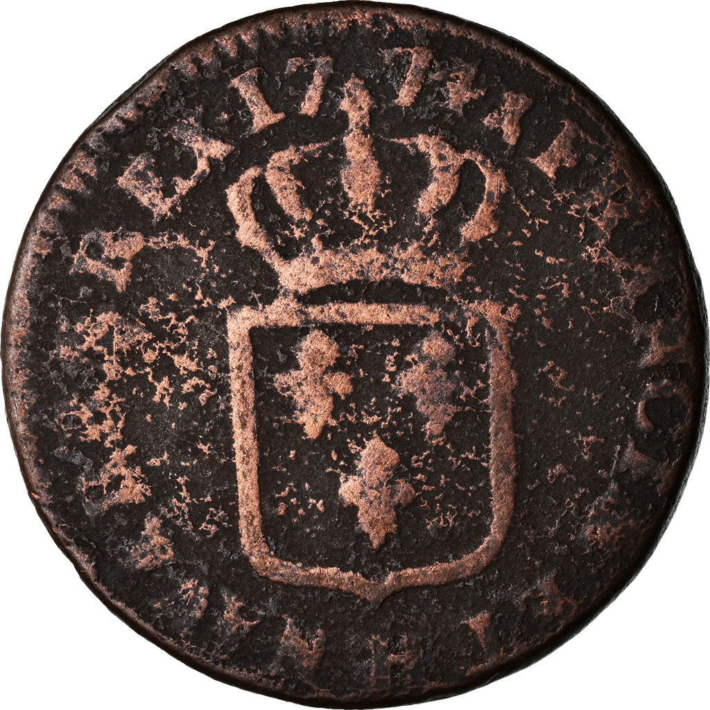 France, Louis XV, Sol à la vieille tête, 1774, La Rochelle, F(12-15), KM:545.6