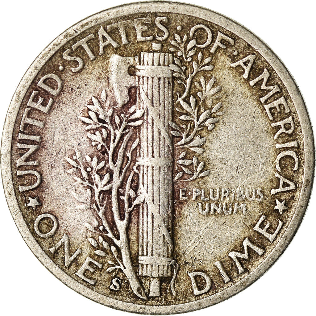 Monnaie, États-Unis, Mercury Dime, Dime, 1943, U.S. Mint, San Francisco, TTB