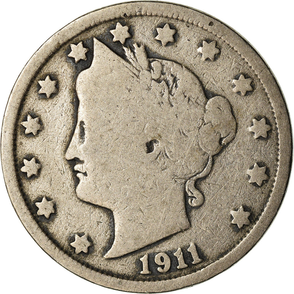Moeda, Estados Unidos da América, Liberty Nickel, 5 Cents, 1911, U.S. Mint
