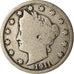 Moneta, USA, Liberty Nickel, 5 Cents, 1911, U.S. Mint, Philadelphia, F(12-15)