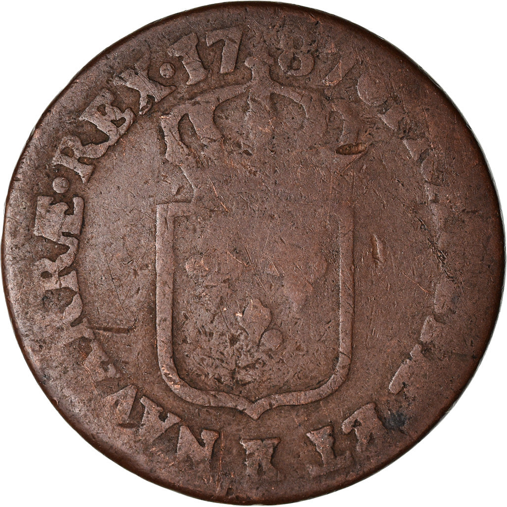 Munten, Frankrijk, Louis XVI, Sol ou sou, Sol, 1787, Bordeaux, ZG+, Koper