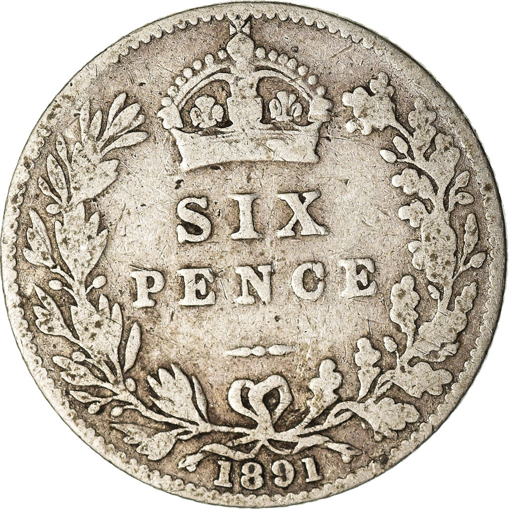 Moneta, Gran Bretagna, Victoria, 6 Pence, 1891, MB+, Argento, KM:760