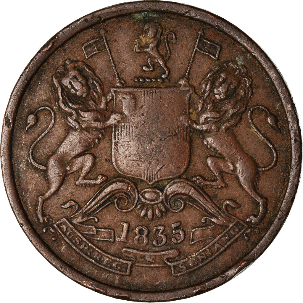 Moneta, INDIA - BRITANNICA, 1/2 Anna, 1835, BB, Rame, KM:447.1