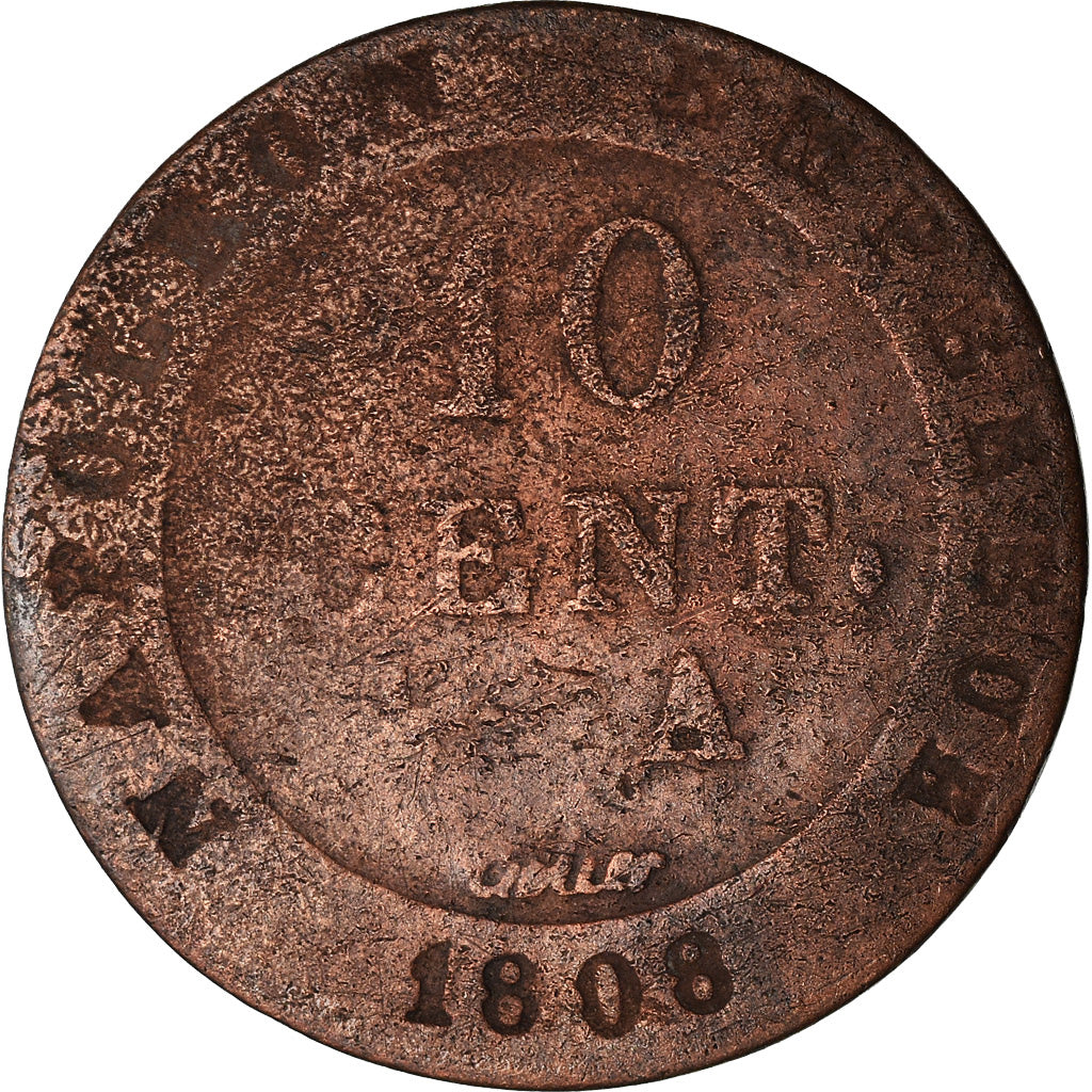 Monnaie, France, Napoléon I, 10 Centimes, 1808, Paris, B+, Billon, Gadoury:190