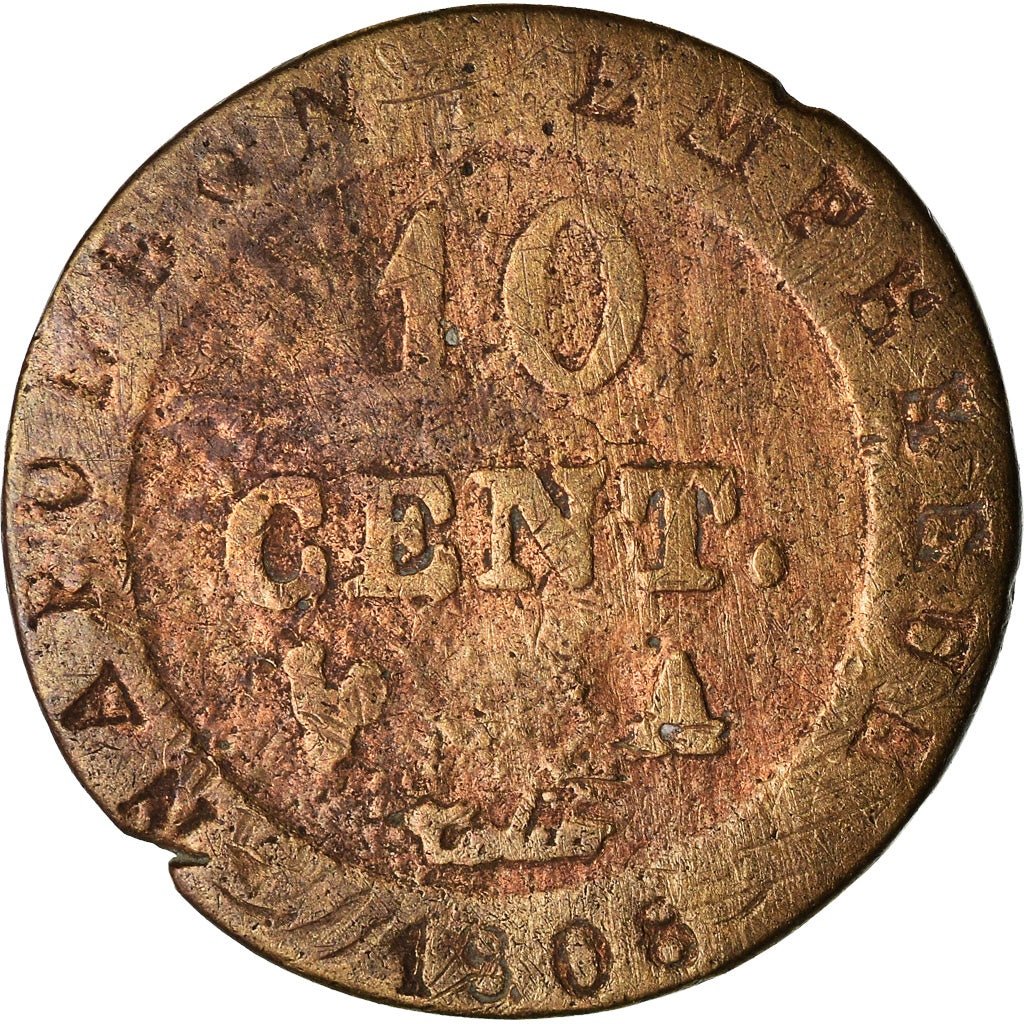 Monnaie, France, Napoléon I, 10 Centimes, 1808, Paris, Faux d'époque, B+