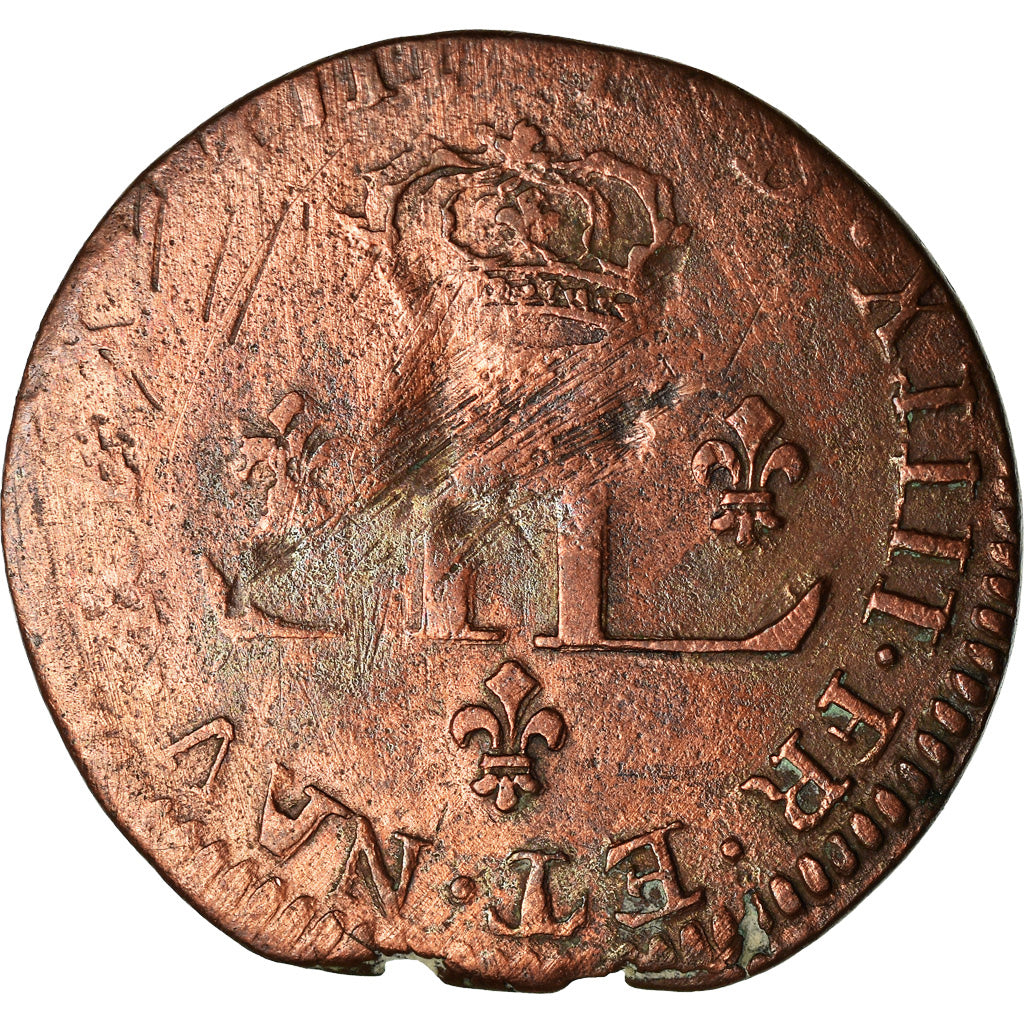 Moneta, Francja, Louis XIV, XXX Deniers aux 2 L couronnés, 30 Deniers, 1711