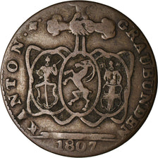 Moneta, CANTONI SVIZZERI, GRAUBUNDEN, Batzen, 1807, BB, Biglione, KM:7