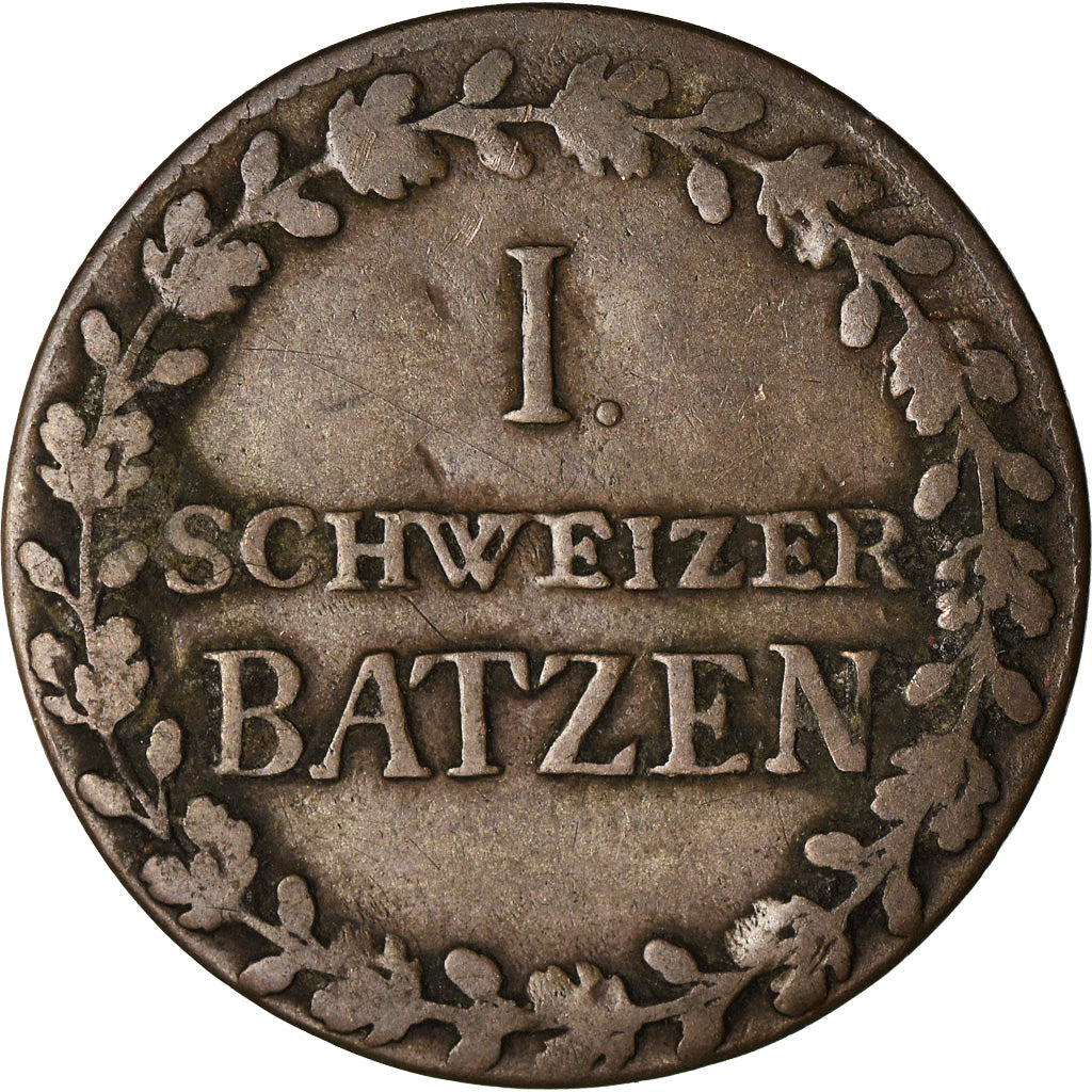 Moneta, CANTONI SVIZZERI, GRAUBUNDEN, Batzen, 1807, BB, Biglione, KM:7