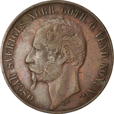 Moneta, Svezia, Oscar I, 5 Öre, 1858, BB, Bronzo, KM:690