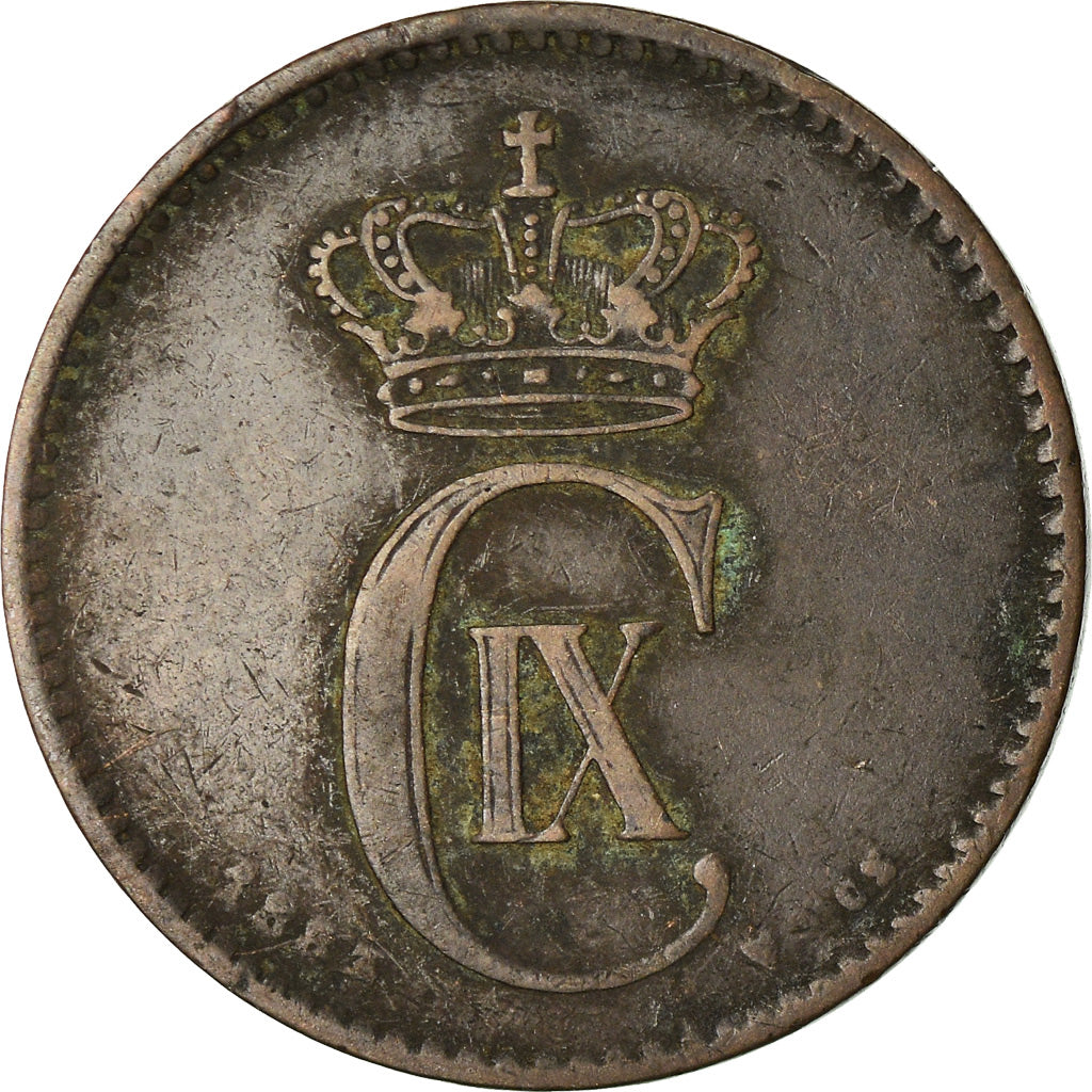 Monnaie, Danemark, Christian IX, 2 Öre, Date incertaine, Copenhagen, TTB