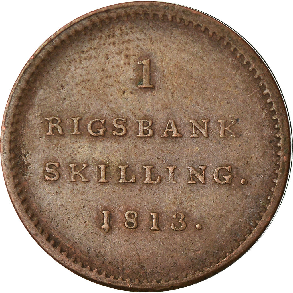 Münze, Dänemark, Frederik VI, Rigsbankskilling, 1813, Copenhagen, SS, Kupfer
