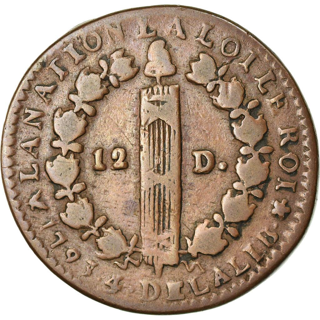 Monnaie, France, 12 deniers françois, 12 Deniers, 1793 - 4, Bayonne, TB